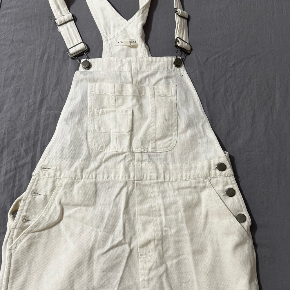 Aeropostale Women's Cream Denim Overalls